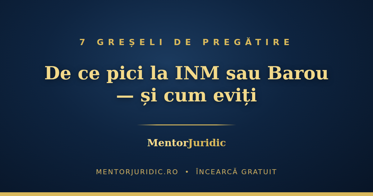 De ce pici la INM sau Barou: 7 greșeli de pregătire pe care le fac și candidații buni