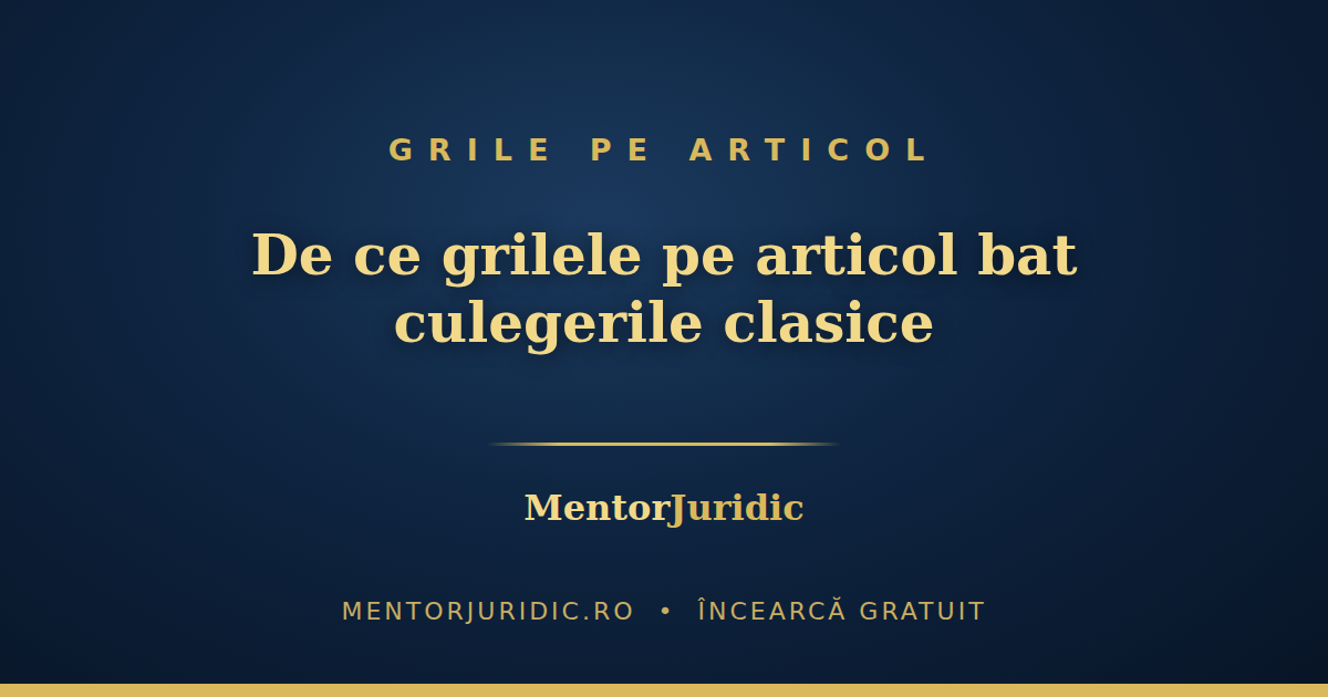 Grile pe fiecare articol din cod: de ce bat culegerile clasice de grile